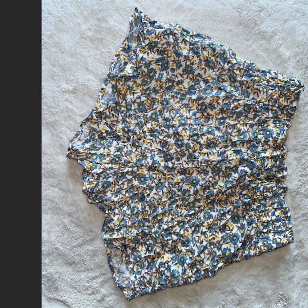 Blue Floral Linen Shorts - Picture 8 of 9